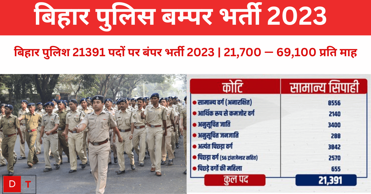 बिहार पुलिश 21391 पदों पर बंपर भर्ती 2023